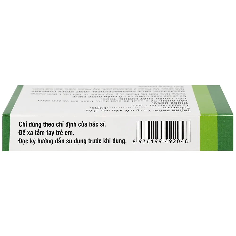 Hình ảnh Thuốc Diropam 50mg Enlie điều trị triệu chứng đau thắt ngực giả, tiền mê sảng (2 vỉ x 10 viên)