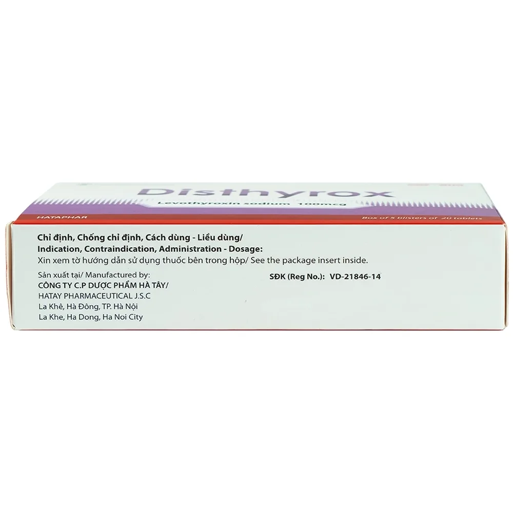 Hình ảnh Thuốc Disthyrox Hà Tây điều trị thay thế hoặc bổ sung cho hội chứng suy giáp (100 viên)