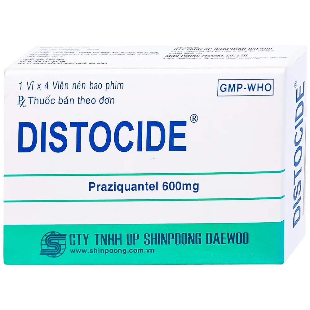 Hình ảnh Thuốc Distocide Shinpoong Daewoo điều trị sán máng, sán lá gan nhỏ (1 vỉ x 4 viên)