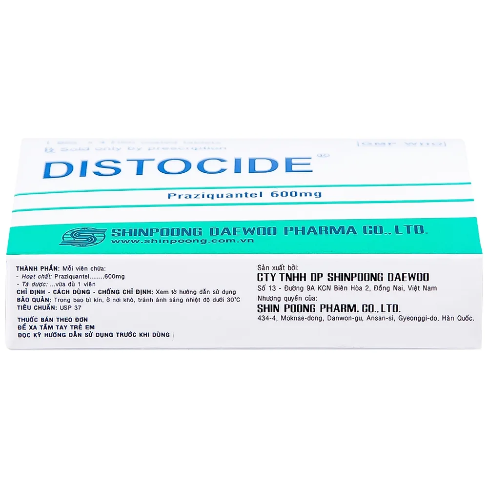 Hình ảnh Thuốc Distocide Shinpoong Daewoo điều trị sán máng, sán lá gan nhỏ (1 vỉ x 4 viên)