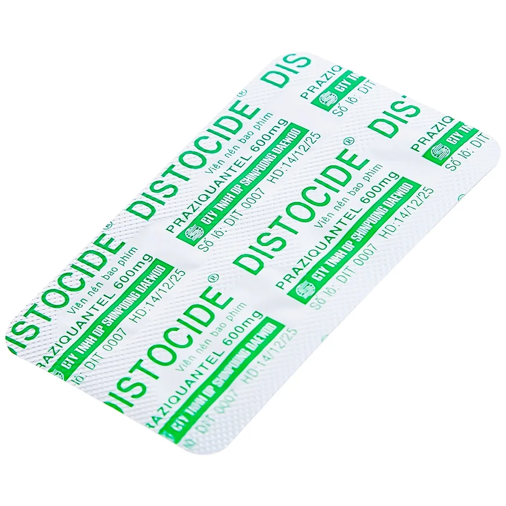 Hình ảnh Thuốc Distocide Shinpoong Daewoo điều trị sán máng, sán lá gan nhỏ (1 vỉ x 4 viên)