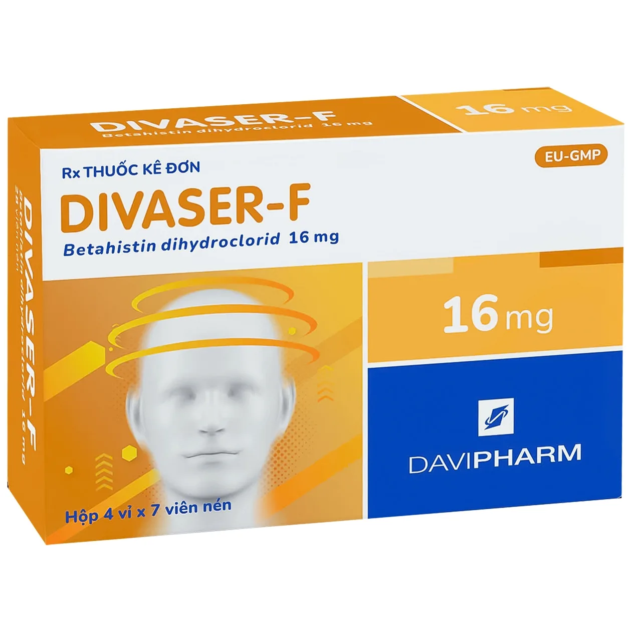 Hình ảnh Thuốc Divaser-F 16mg Davi điều trị hội chứng Meniere và chóng mặt tiền đình (4 vỉ 7 viên)
