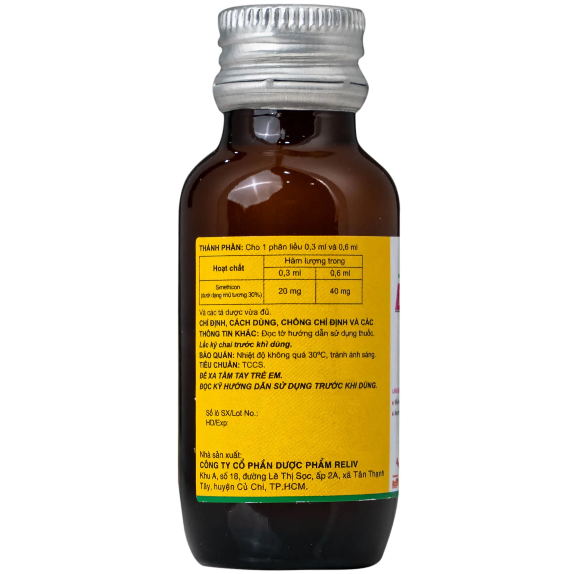 Hình ảnh Hỗn dịch uống Dizzo AirX 20mg Reliv giảm đầy hơi, căng tức dạ dày; đau trướng bụng sau phẫu thuật (Hộp 15ml)