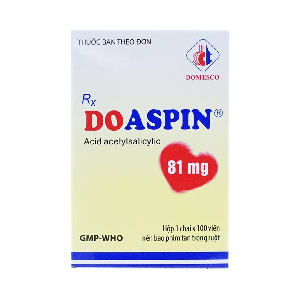 Hình ảnh Thuốc Doaspin 81mg Domesco dự phòng huyết khối tim mạch và mạch não (100 viên)