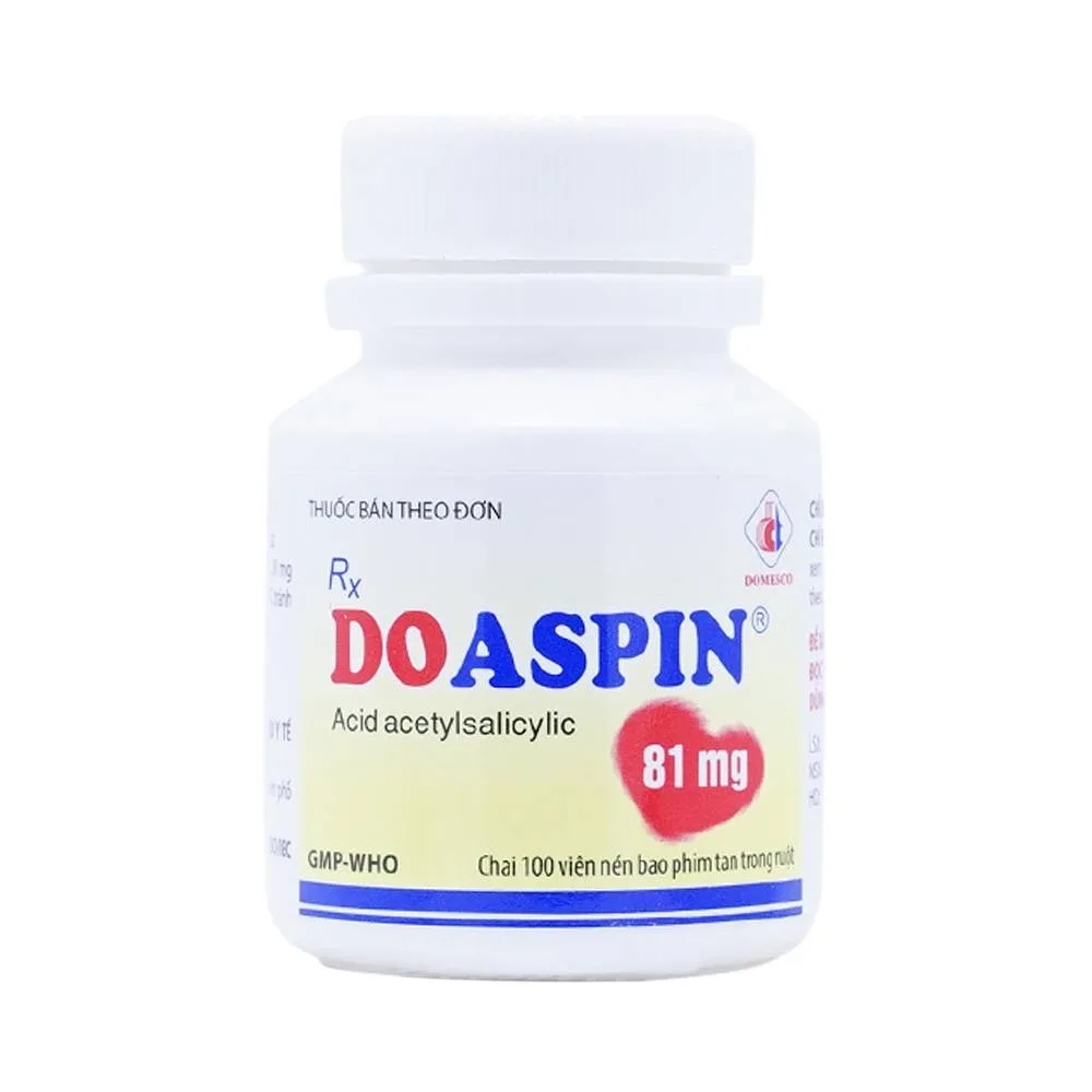 Hình ảnh Thuốc Doaspin 81mg Domesco dự phòng huyết khối tim mạch và mạch não (100 viên)