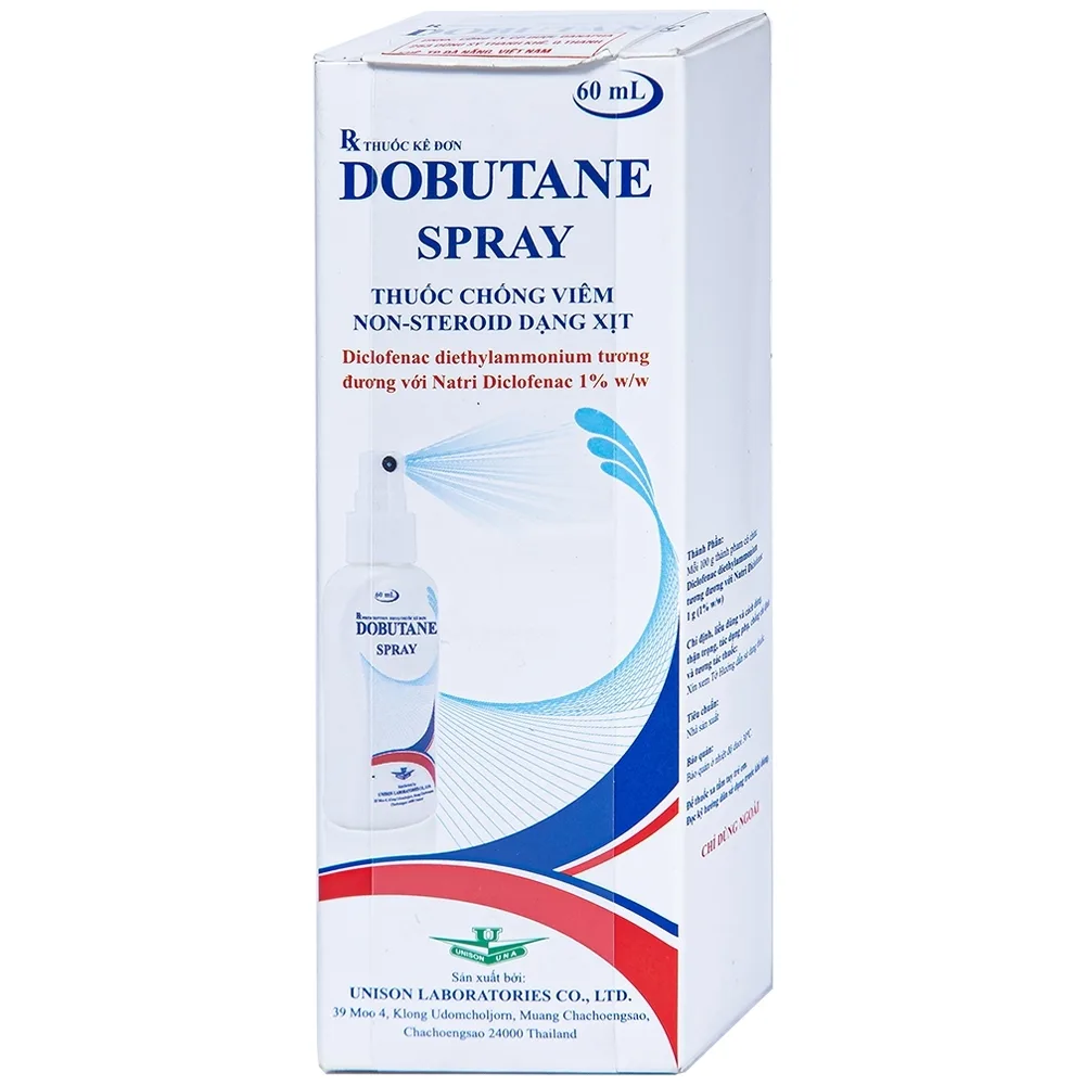 Hình ảnh Xịt Dobutane Spray Unison giảm đau, chống viêm trong bệnh lý cơ xương và khớp (60ml)