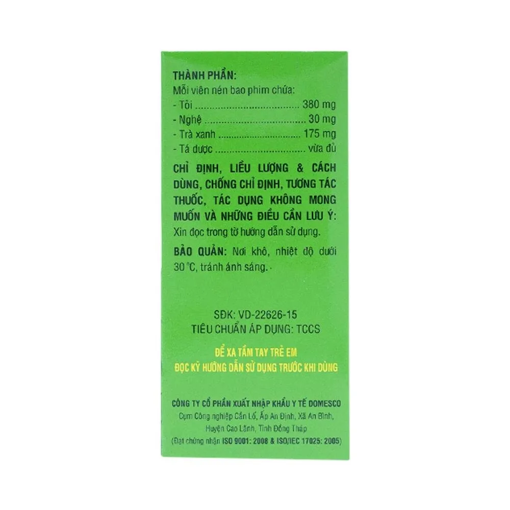 Hình ảnh Thuốc Dogarlic Trà Xanh Domesco hạ cholesterol, điều hòa triglyceride (100 viên)