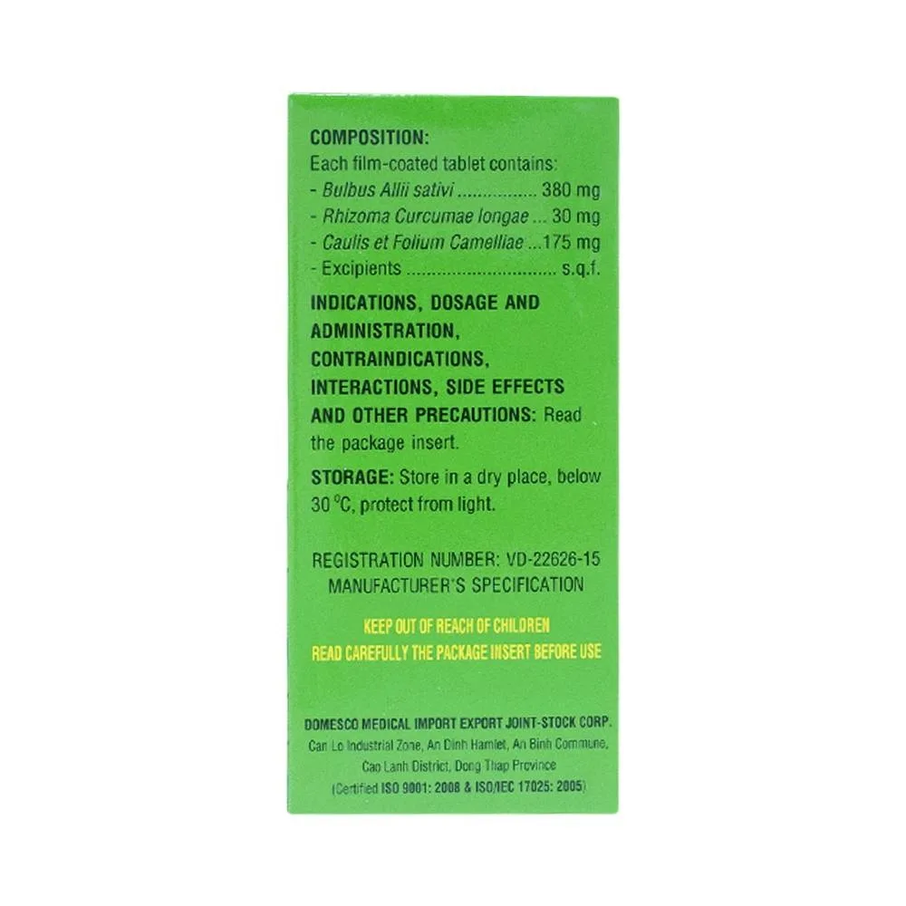 Hình ảnh Thuốc Dogarlic Trà Xanh Domesco hạ cholesterol, điều hòa triglyceride (100 viên)