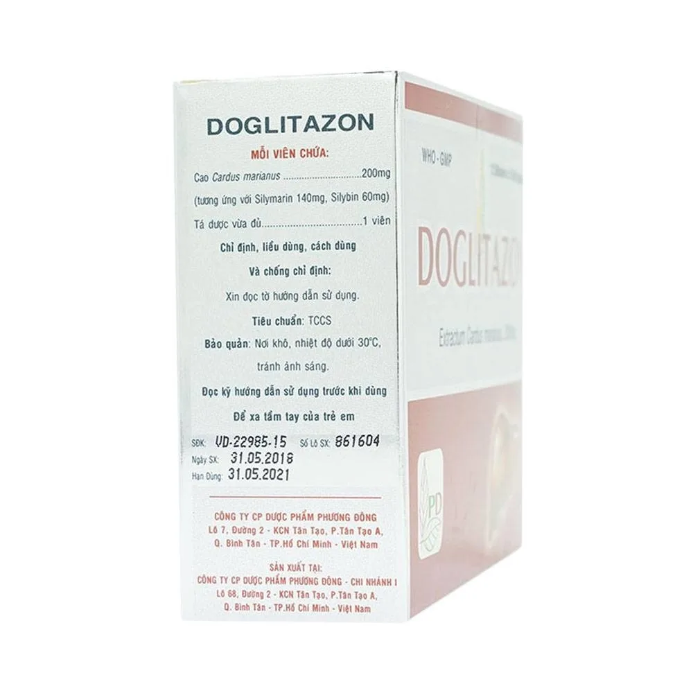 Hình ảnh Thuốc Doglitazon 200mg Phương Đông điều trị rối loạn tiêu hóa, giải độc gan (12 vỉ x 5 viên)