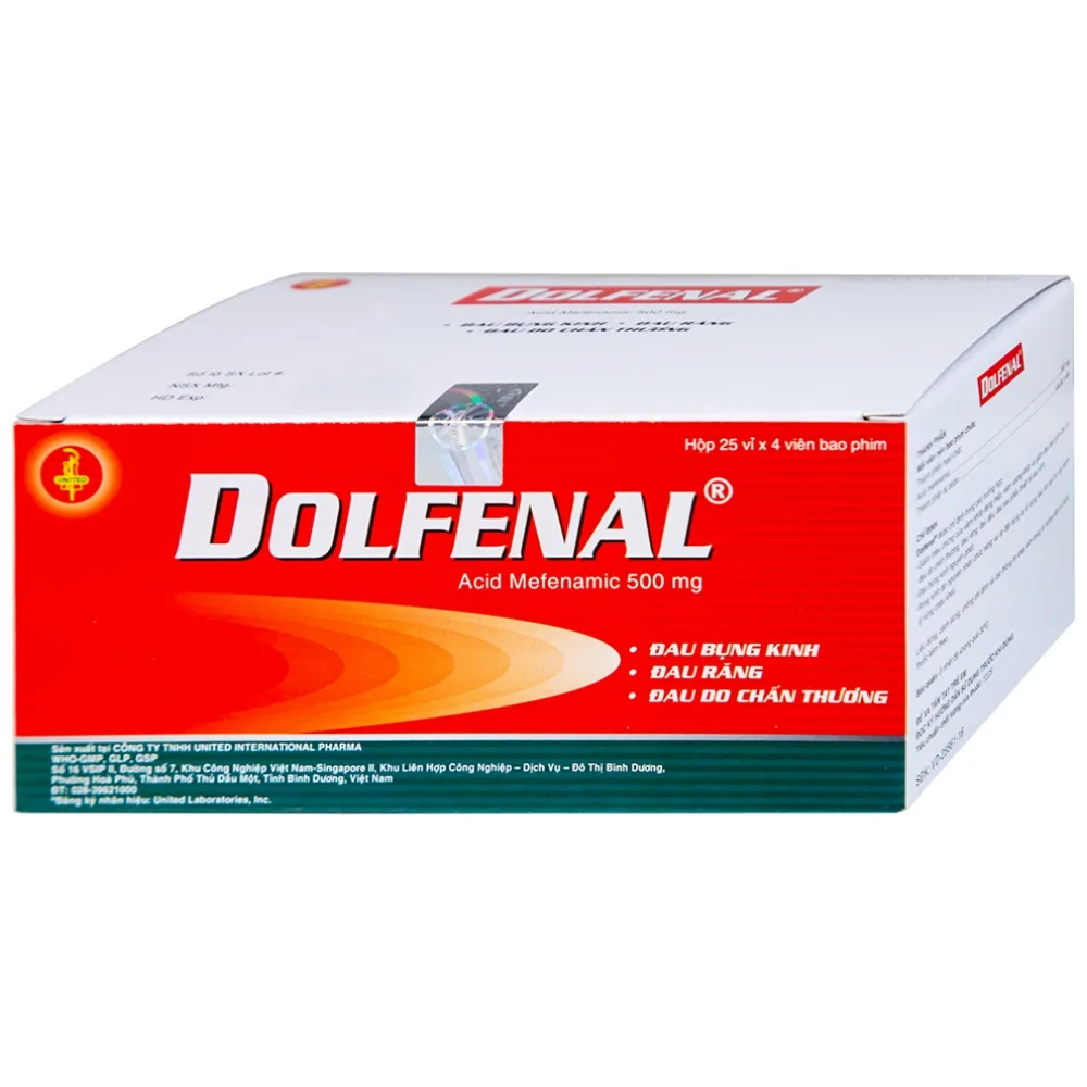 Hình ảnh Thuốc Dolfenal United giảm đau bụng kinh, đau răng, đau do chấn thương (25 vỉ x 4 viên)