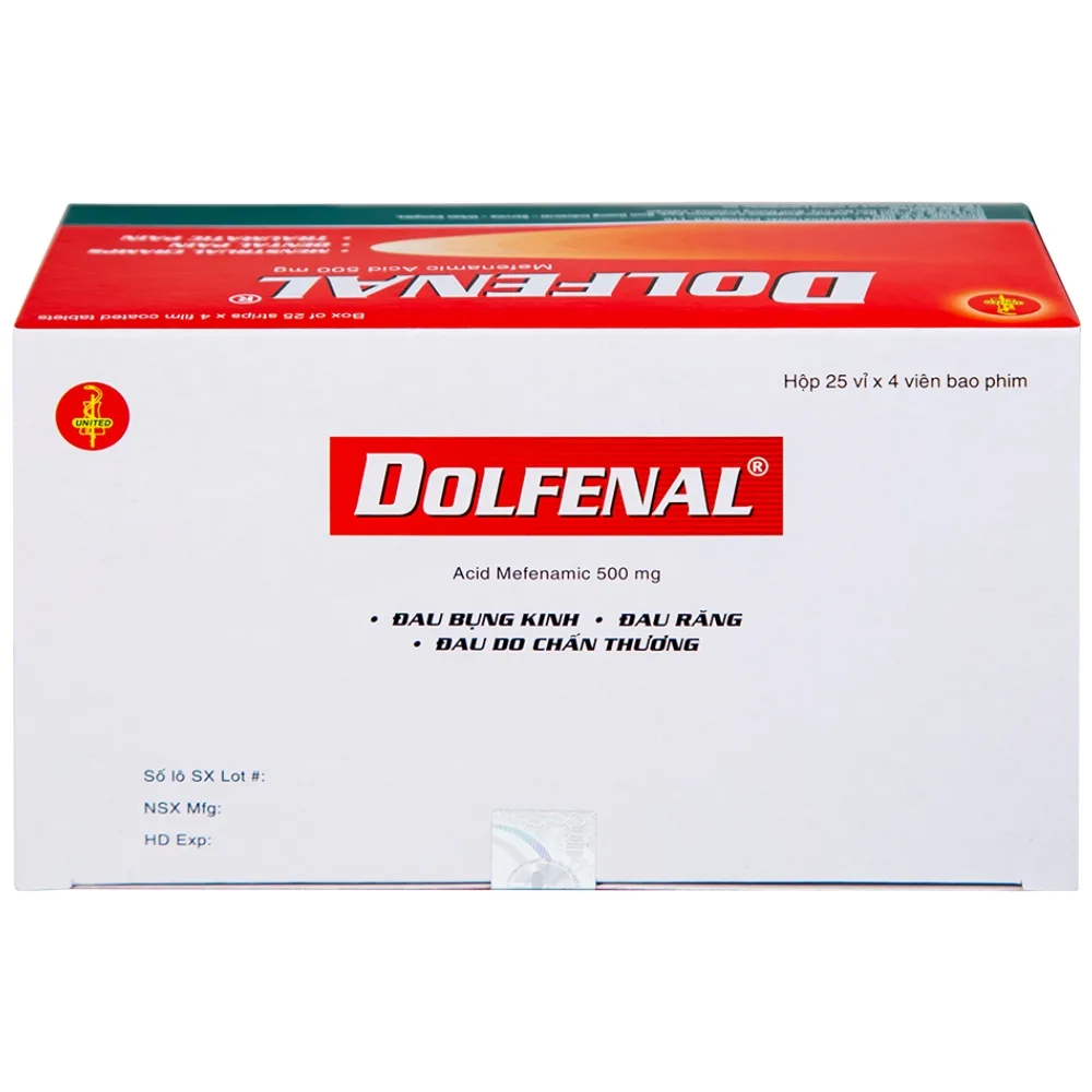 Hình ảnh Thuốc Dolfenal United giảm đau bụng kinh, đau răng, đau do chấn thương (25 vỉ x 4 viên)
