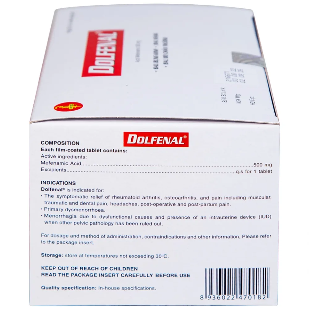 Hình ảnh Thuốc Dolfenal United giảm đau bụng kinh, đau răng, đau do chấn thương (25 vỉ x 4 viên)