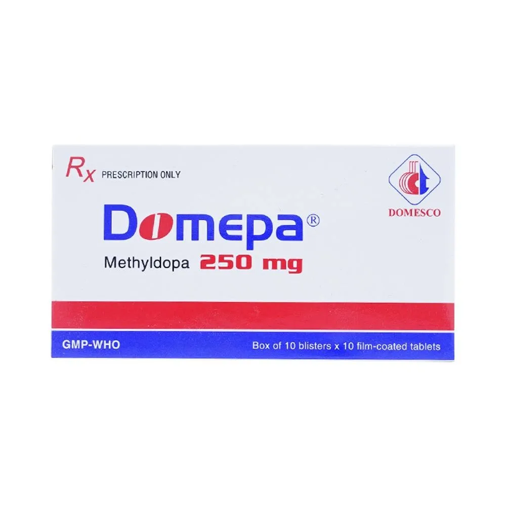 Hình ảnh Thuốc Domepa 250mg Domesco điều trị tăng huyết áp (10 vỉ x 10 viên)