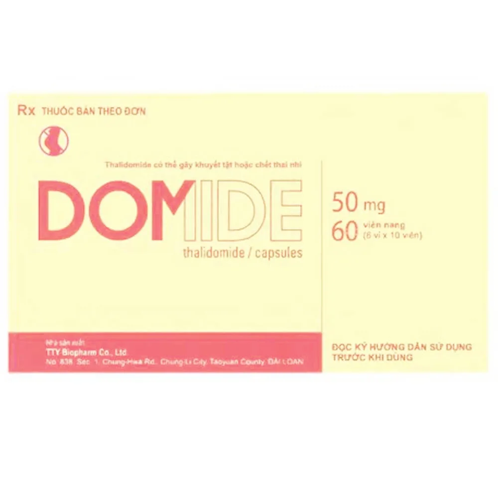 Hình ảnh Thuốc Domide 50mg TTY Biopharm điều trị đa u tủy, u phong quầng đỏ (6 vỉ x 10 viên)