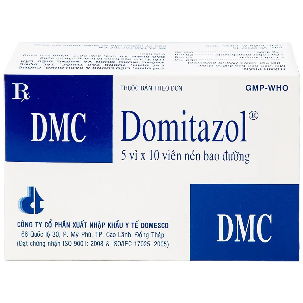 Hình ảnh Thuốc Domitazol Domesco điều trị nhiễm trùng đường tiết niệu (5 vỉ x 10 viên)