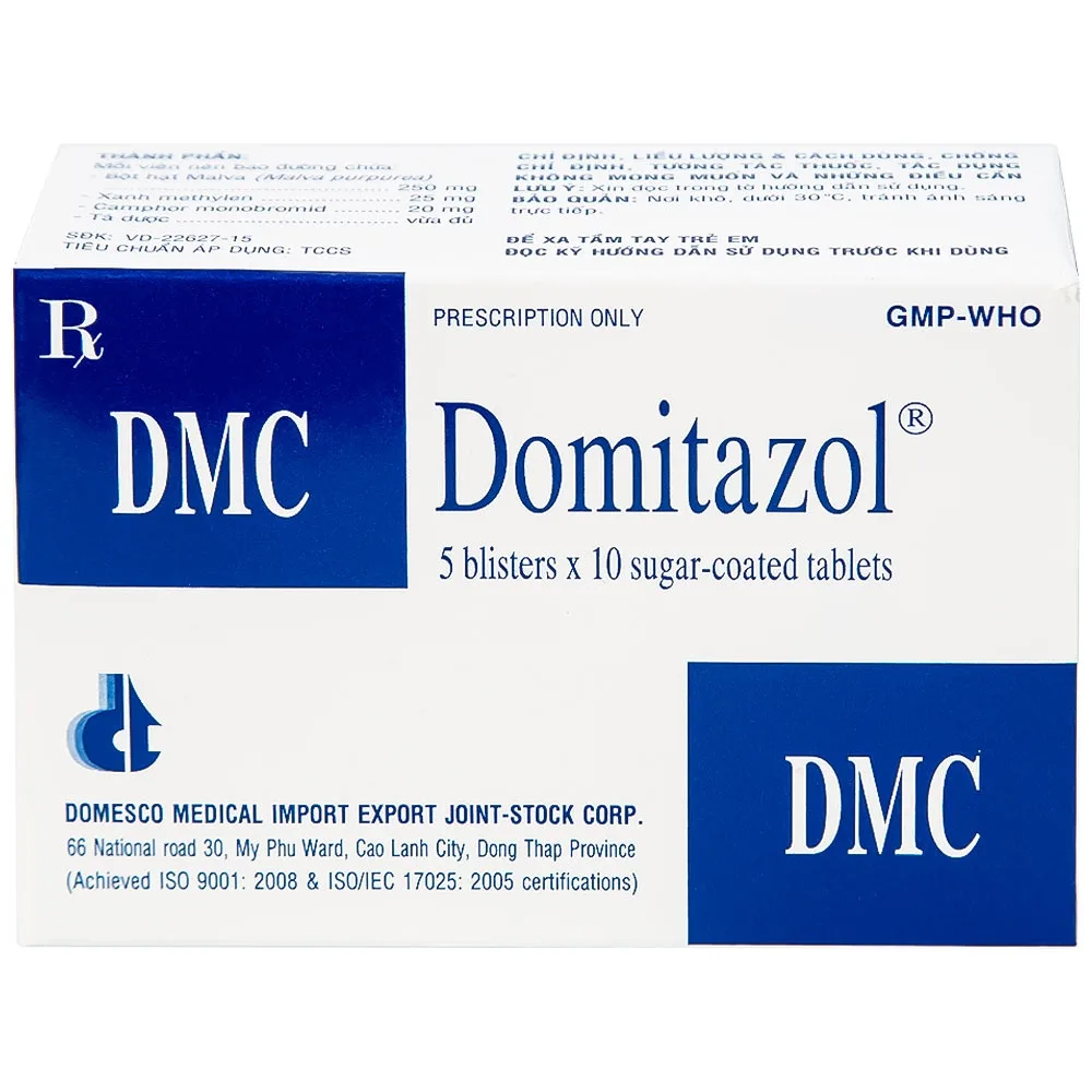 Hình ảnh Thuốc Domitazol Domesco điều trị nhiễm trùng đường tiết niệu (5 vỉ x 10 viên)