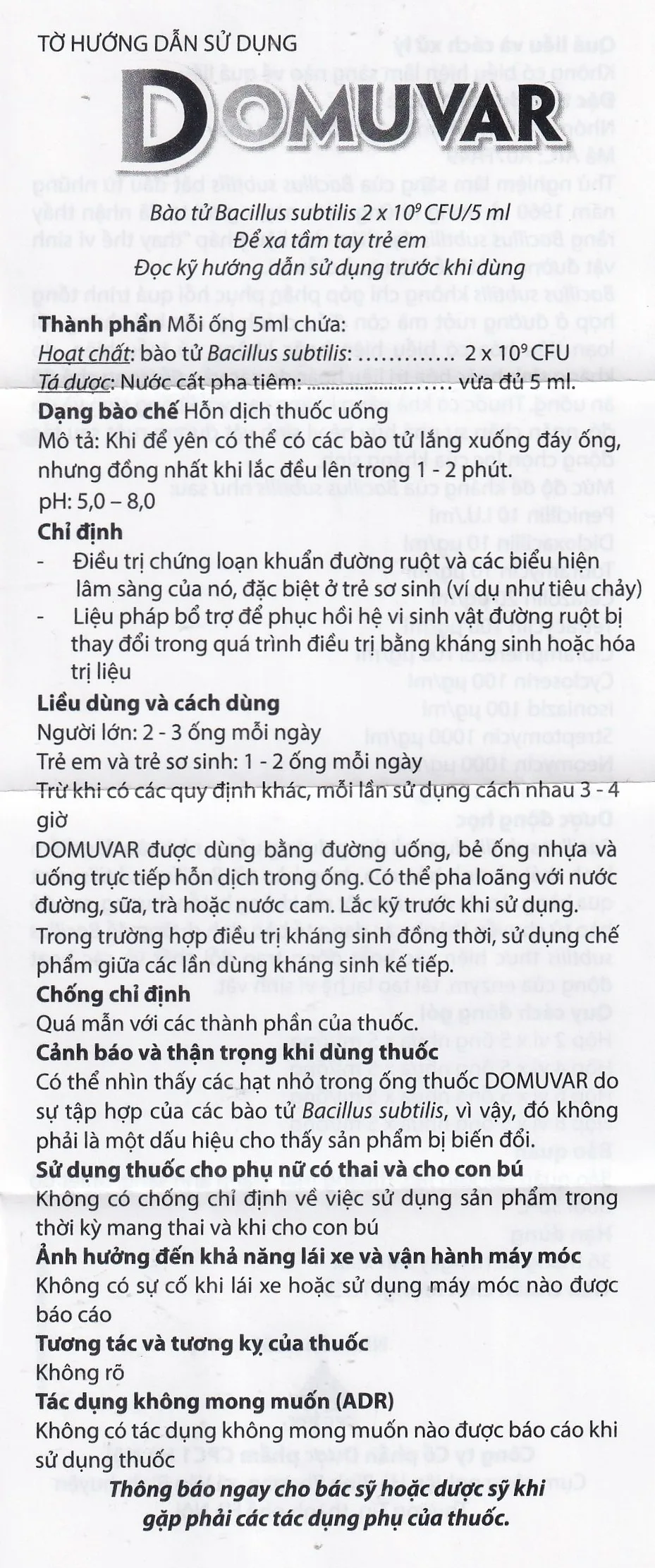 Hình ảnh Thuốc Domuvar CPC1 điều trị và phòng ngừa rối loạn hệ vi sinh vật đường ruột (8 vỉ x 5 ống)