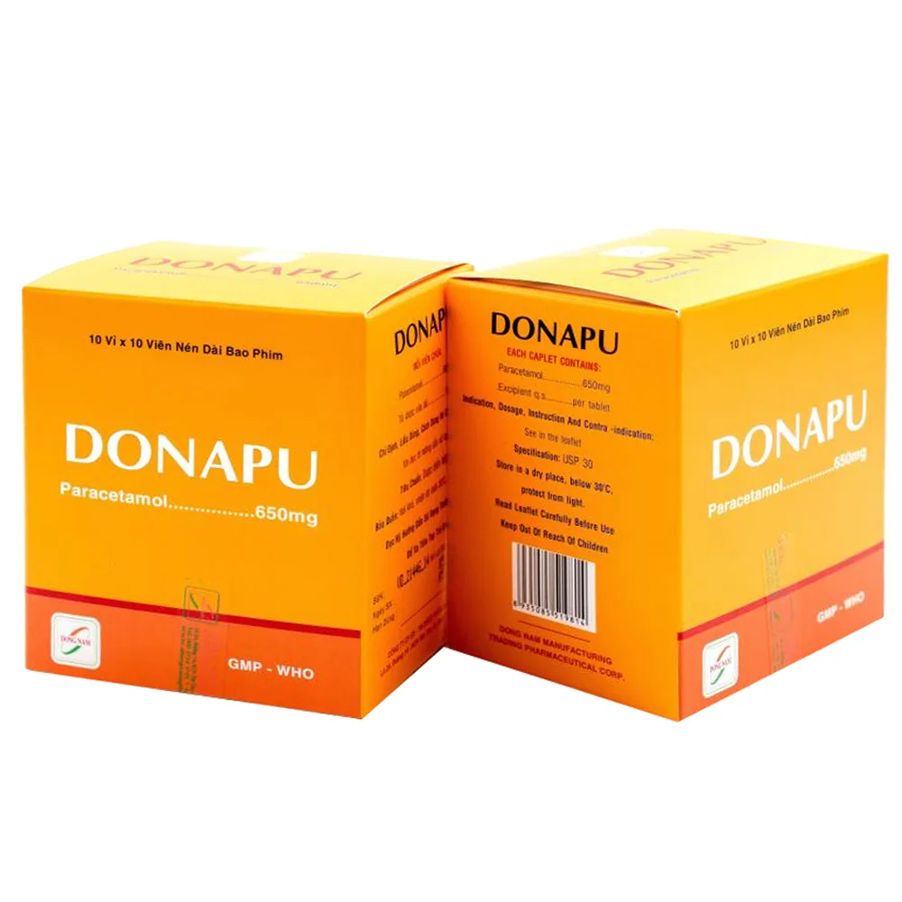 Hình ảnh Thuốc Donapu 650mg Đông Nam điều trị các chứng đau và sốt từ nhẹ đến vừa (10 vỉ x 10 viên)