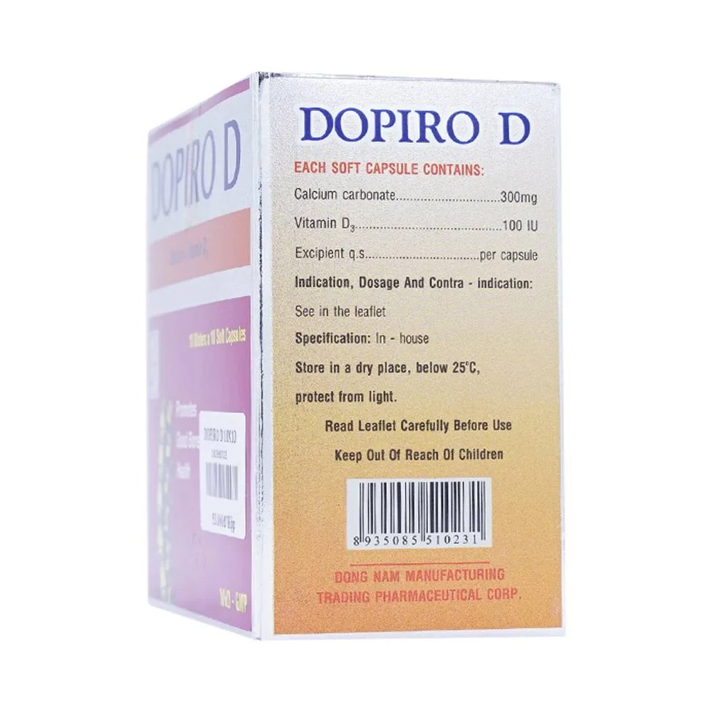 Hình ảnh Thuốc Dopiro D Đông Nam điều trị loãng xương, còi xương (10 vỉ x 10 viên)