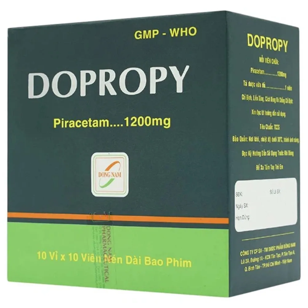 Hình ảnh Thuốc Dopropy 1200mg Đông Nam điều trị triệu chứng chóng mặt (10 vỉ x 10 viên)