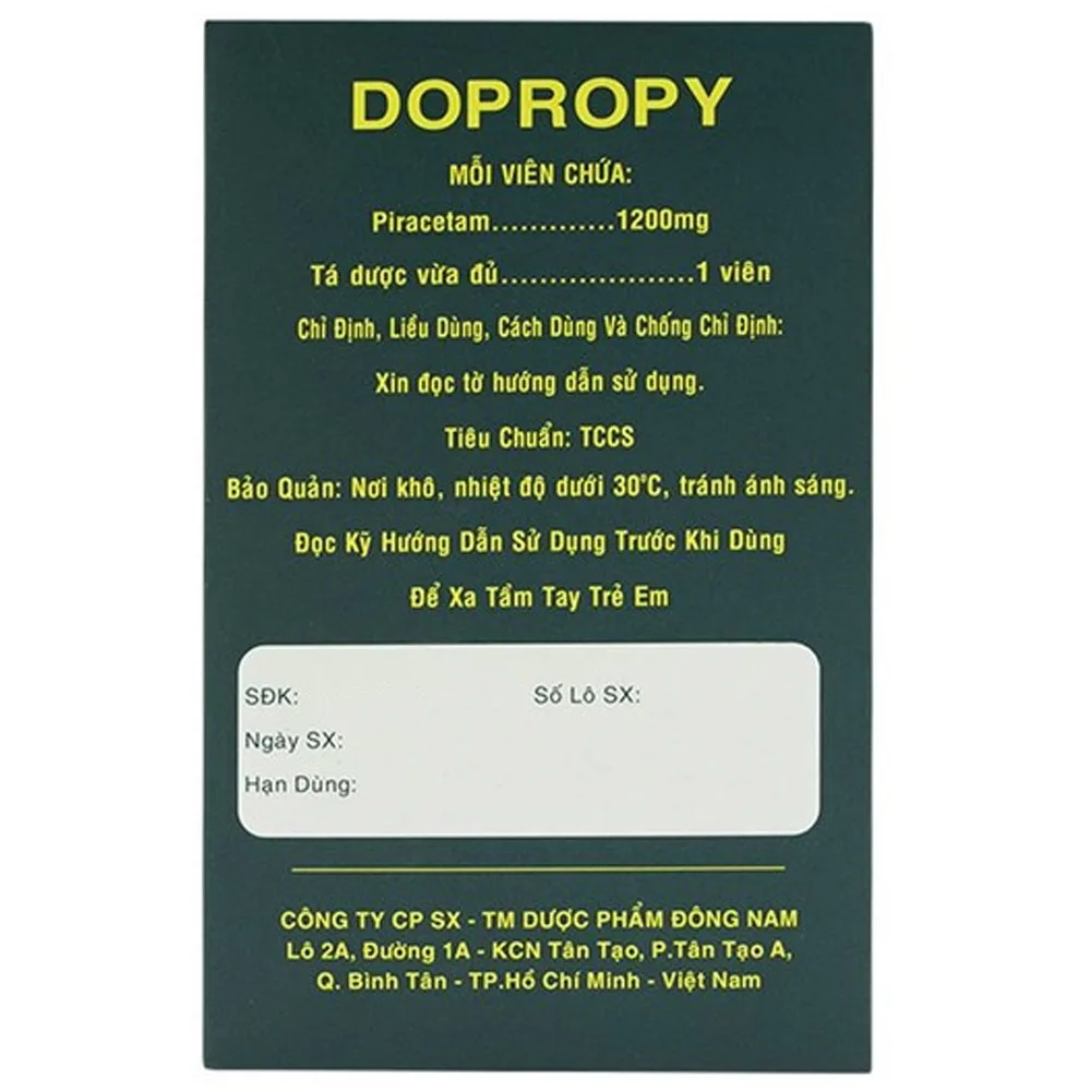 Hình ảnh Thuốc Dopropy 1200mg Đông Nam điều trị triệu chứng chóng mặt (10 vỉ x 10 viên)
