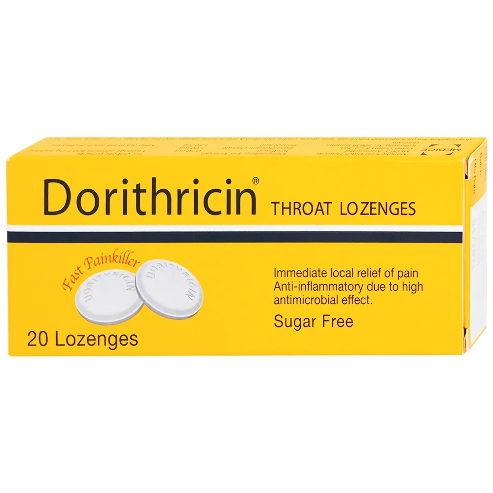 Hình ảnh Viên ngậm Dorithricin Hyphens điều trị các triệu chứng nhiễm khuẩn miệng, họng (20 viên)