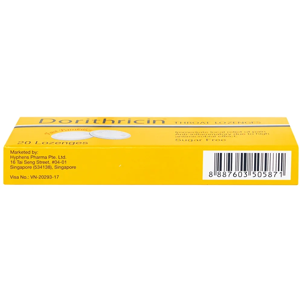 Hình ảnh Viên ngậm Dorithricin Hyphens điều trị các triệu chứng nhiễm khuẩn miệng, họng (20 viên)