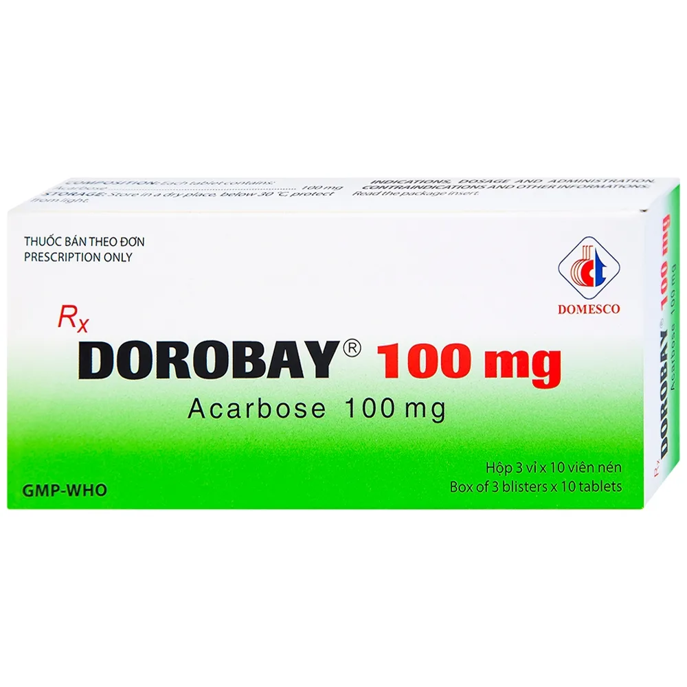 Hình ảnh Thuốc Dorobay 100mg Domesco điều trị đái tháo đường típ 2 (3 vỉ x 10 viên)