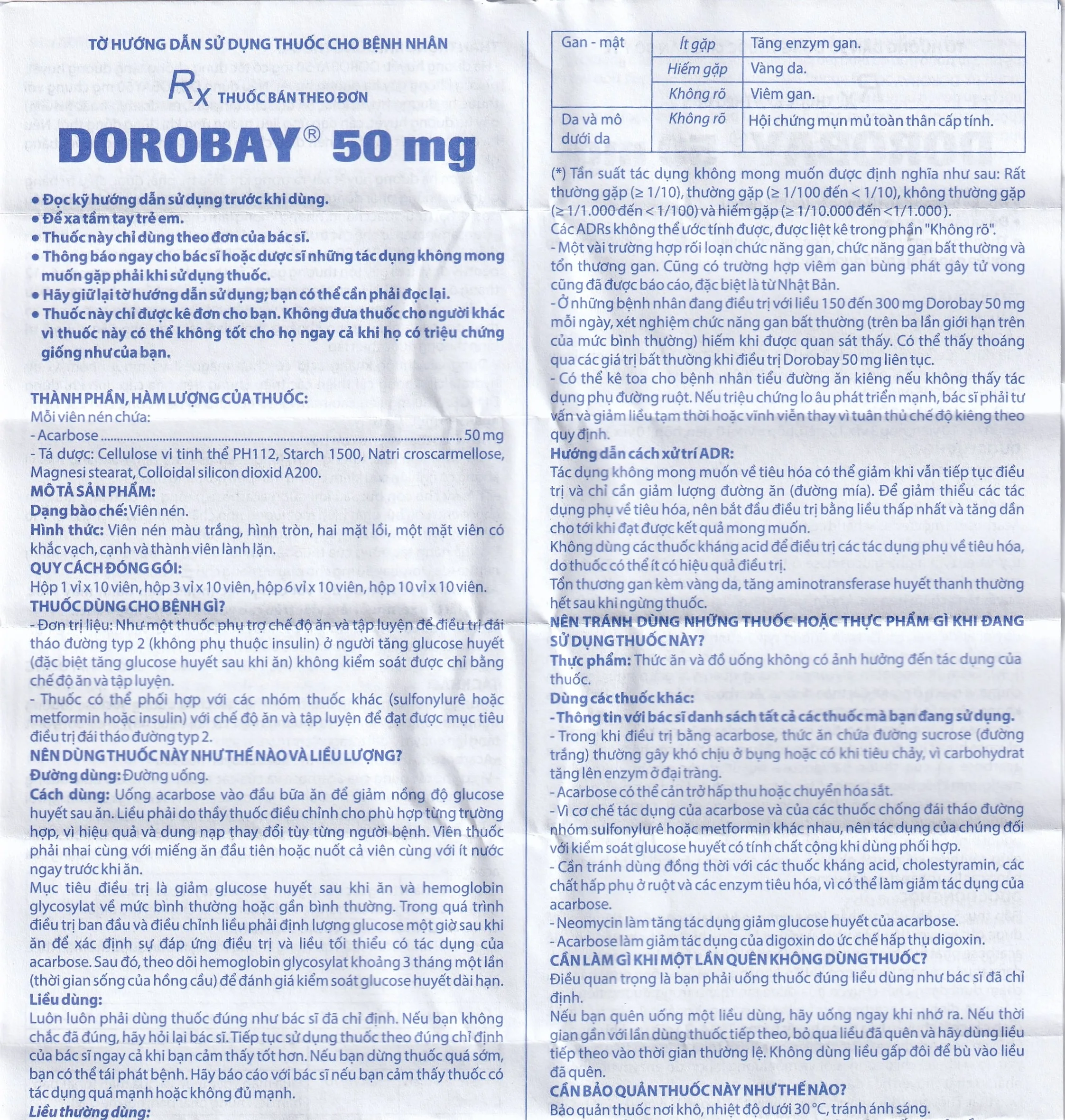 Hình ảnh Thuốc Dorobay 50mg Domesco điều trị đái tháo đường típ 2 (3 vỉ x 10 viên)