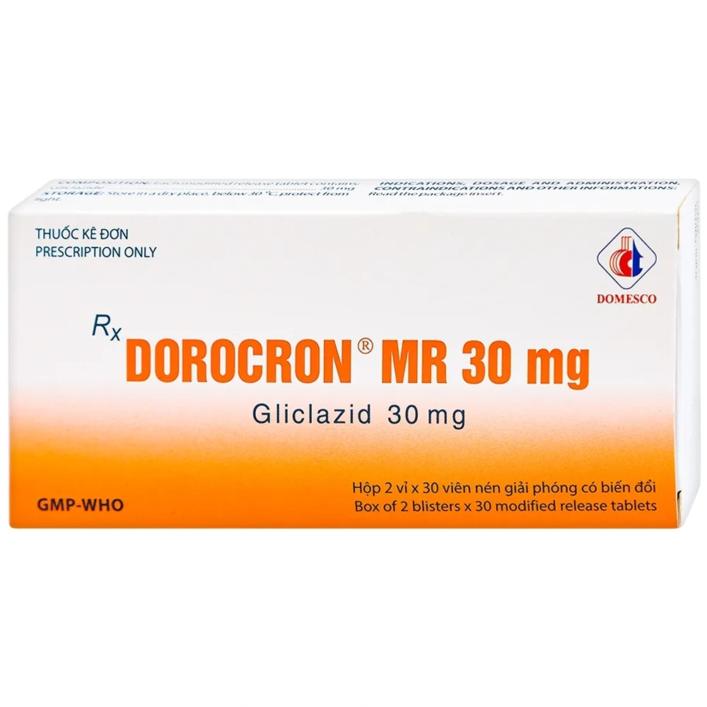 Hình ảnh Thuốc Dorocron MR 30mg Domesco điều trị đái tháo đường típ 2 (2 vỉ x 30 viên)