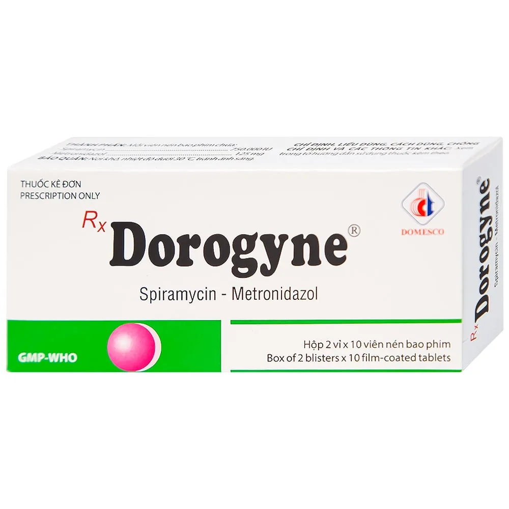 Hình ảnh Thuốc Dorogyne Domesco điều trị các bệnh nhiễm khuẩn răng miệng cấp và mạn tính (2 vỉ x 10 viên)