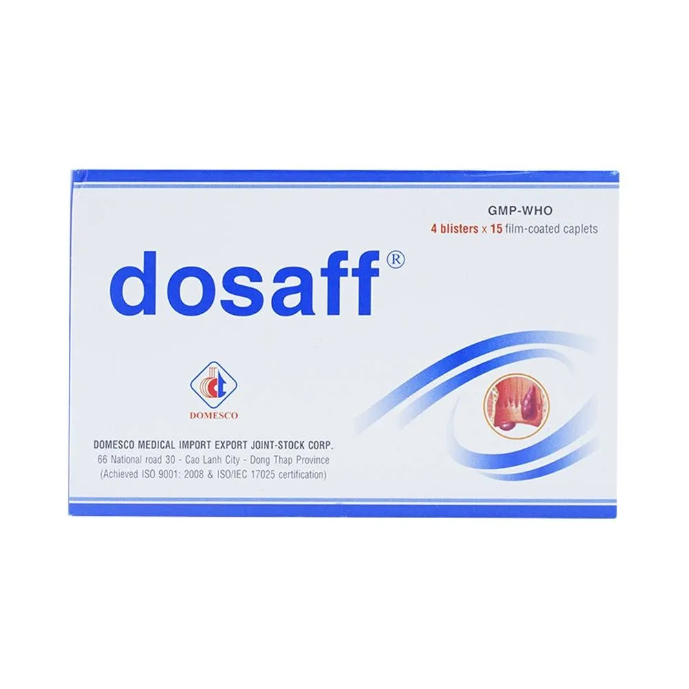 Hình ảnh Thuốc Dosaff Domesco điều trị triệu chứng liên quan đến cơn trĩ cấp (4 vỉ x 15 viên)