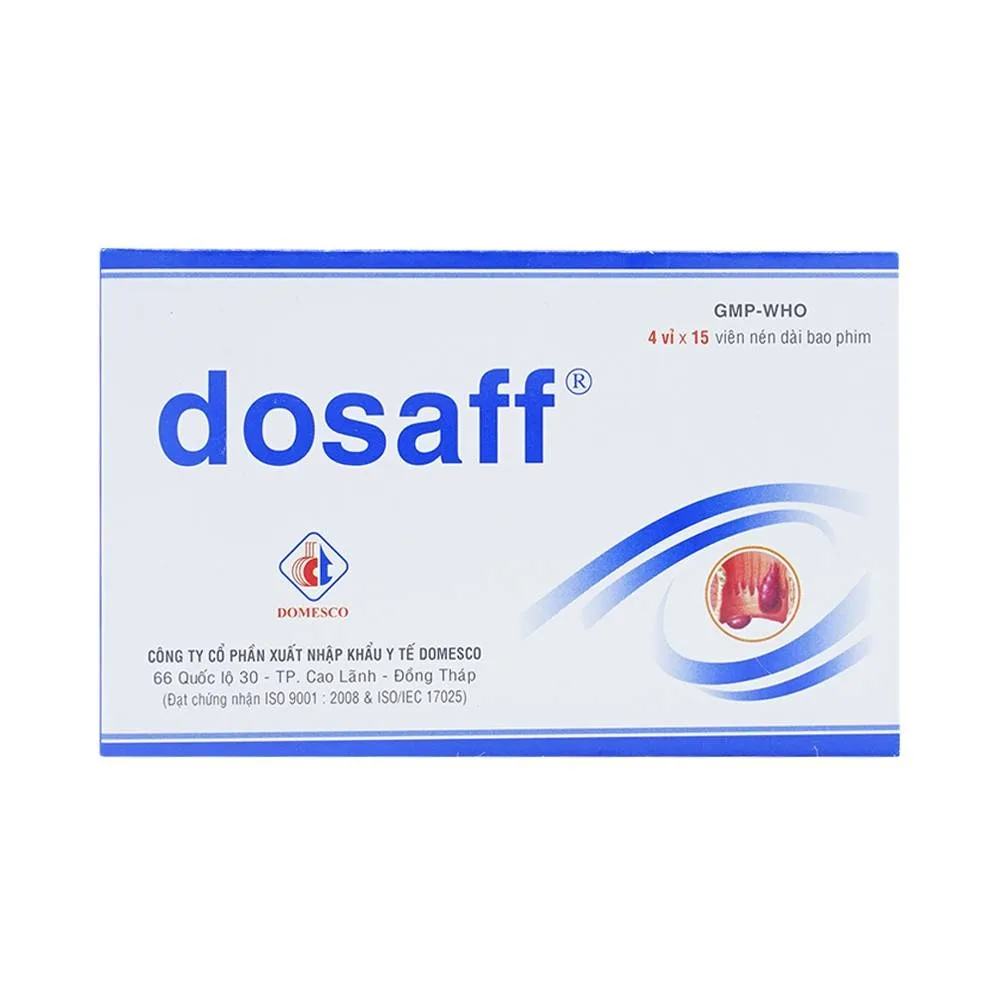 Hình ảnh Thuốc Dosaff Domesco điều trị triệu chứng liên quan đến cơn trĩ cấp (4 vỉ x 15 viên)