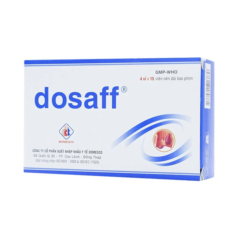 Hình ảnh Thuốc Dosaff Domesco điều trị triệu chứng liên quan đến cơn trĩ cấp (4 vỉ x 15 viên)