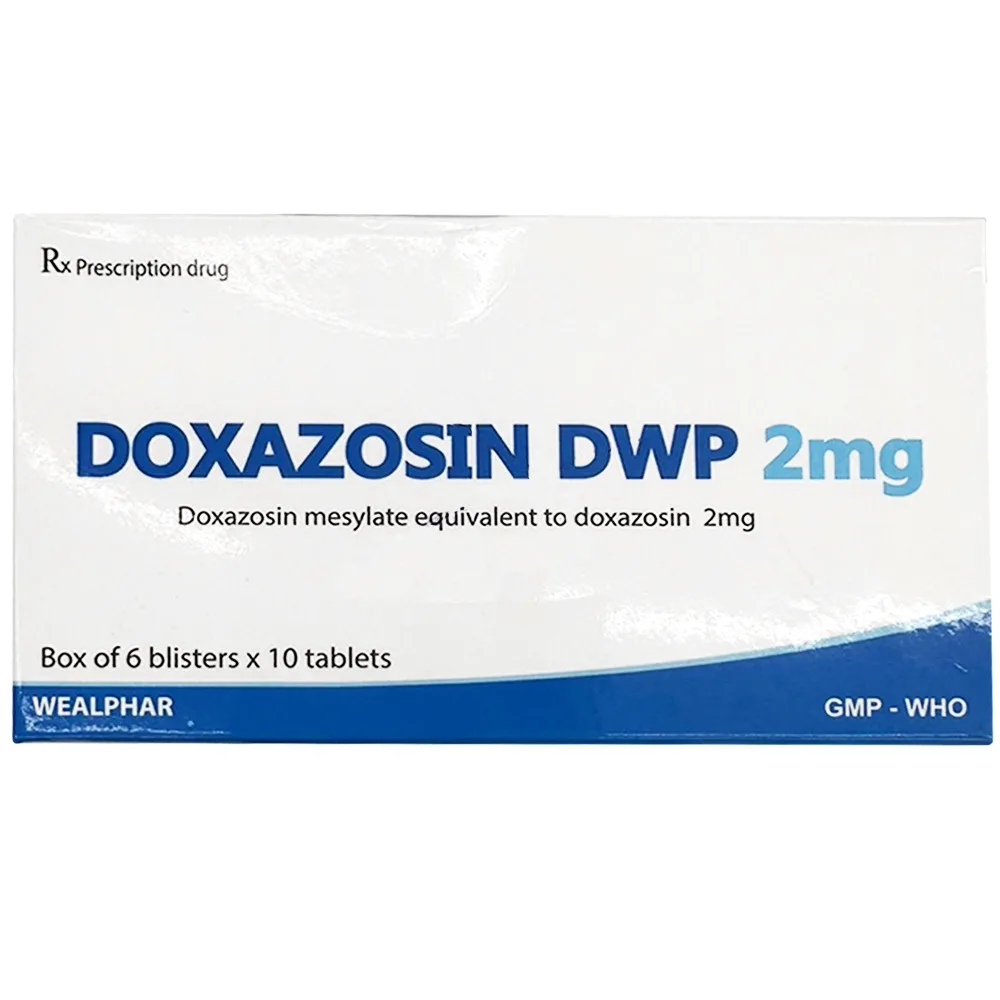 Hình ảnh Thuốc Doxazosin DWP 2mg Wealphar điều trị tăng huyết áp, phì đại lành tính tuyến tiền liệt (6 vỉ x 10 viên)
