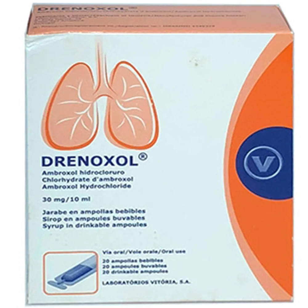 Hình ảnh Siro uống Drenoxol Laboratorios điều trị bệnh đường hô hấp, viêm phế quản, hen phế quản (4 vỉ x 5 ống)