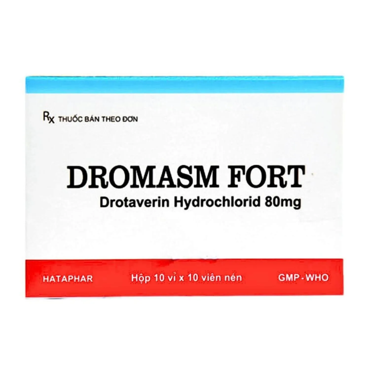 Hình ảnh Thuốc Dromasm Fort 80mg Hataphar chống co thắt cơ trơn (10 vỉ x 10 viên)