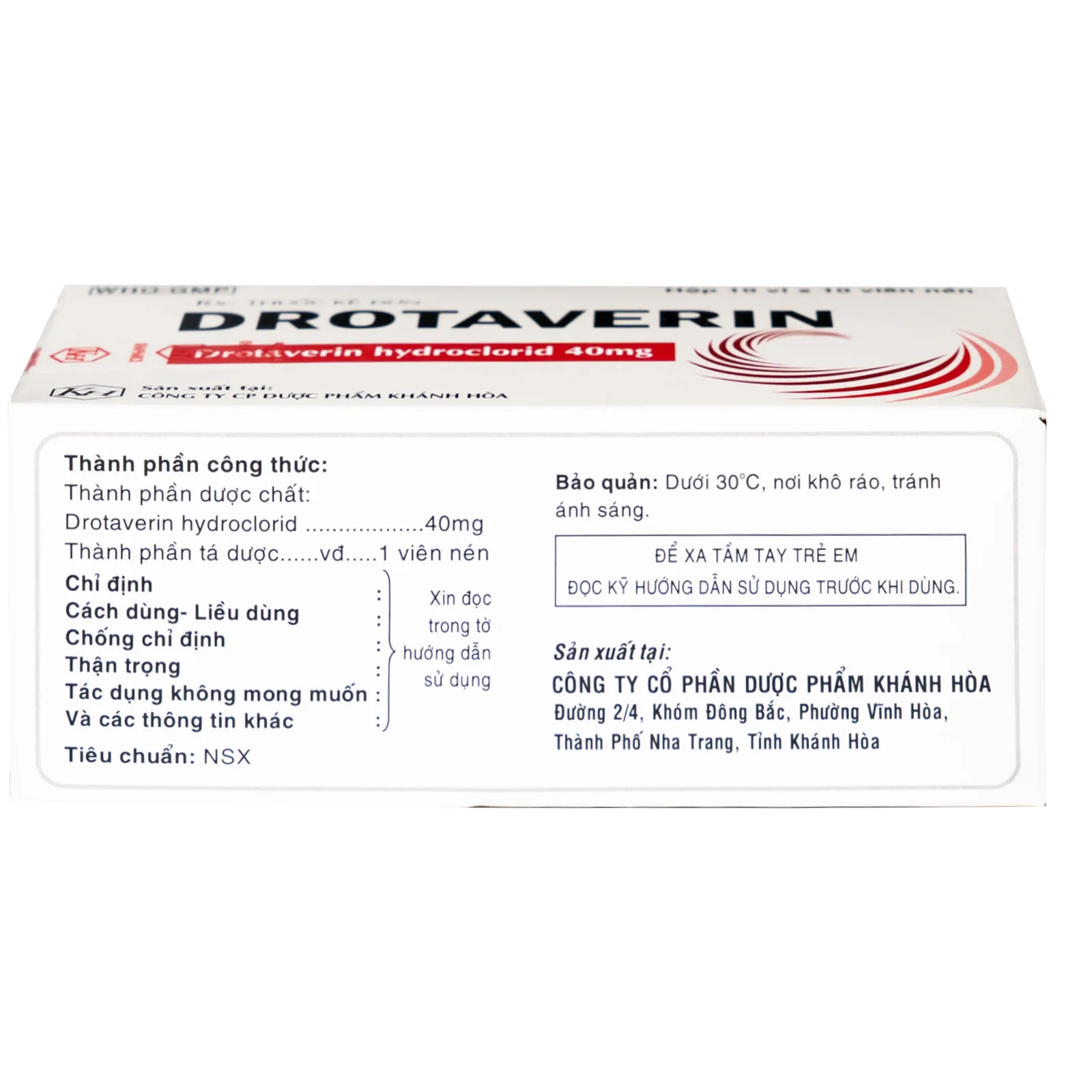 Hình ảnh Thuốc Drotaverin 40mg Khapharco điều trị cơn co thắt dạ dày và ruột, hội chứng ruột bị kích thích (10 vỉ x 10 viên)