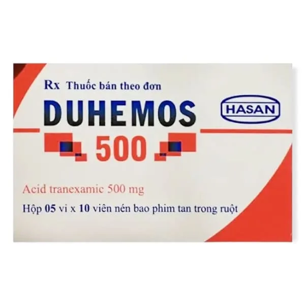 Hình ảnh Thuốc Duhemos 500mg Hasan trị chảy máu do tăng tiêu fibrin như rong kinh, chảy máu cam, sau phẫu thuật (5 vỉ x 10 viên)