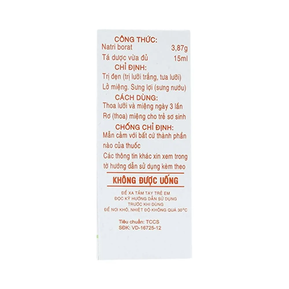 Hình ảnh Dung dịch rơ miệng Denicol 20% Sagopha điều trị tưa lưỡi, lở miệng, sưng lợi (15ml)
