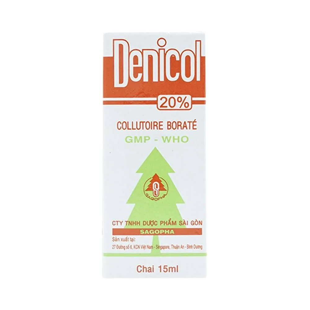 Hình ảnh Dung dịch rơ miệng Denicol 20% Sagopha điều trị tưa lưỡi, lở miệng, sưng lợi (15ml)