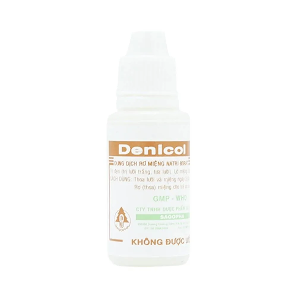 Hình ảnh Dung dịch rơ miệng Denicol 20% Sagopha điều trị tưa lưỡi, lở miệng, sưng lợi (15ml)