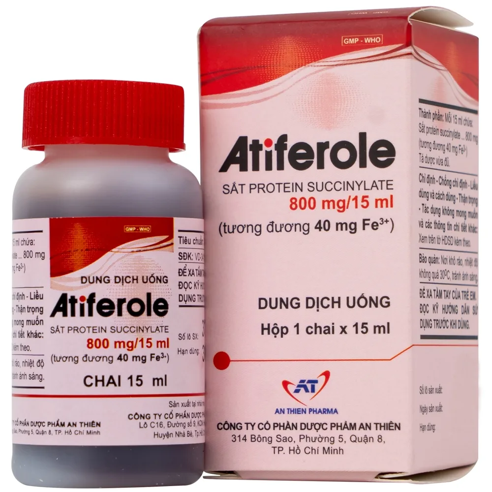 Hình ảnh Dung dịch uống Atiferole 800mg/15ml An Thiên điều trị tình trạng thiếu hụt sắt và thiếu máu