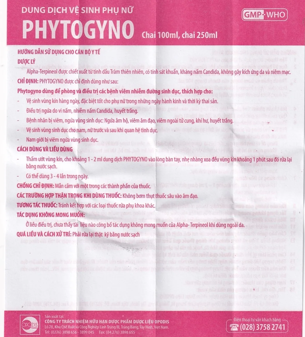 Hình ảnh Dung dịch vệ sinh phụ nữ Phytogyno Opodis Pharma điều trị viêm nhiễm đường sinh dục (100ml)