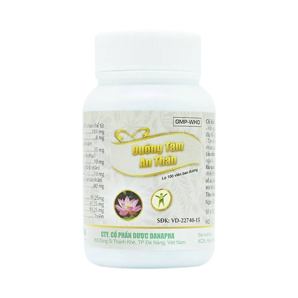 Hình ảnh Thuốc Dưỡng Tâm An Thần Danapha điều trị mất ngủ do lo âu, làm việc quá sức (100 viên)