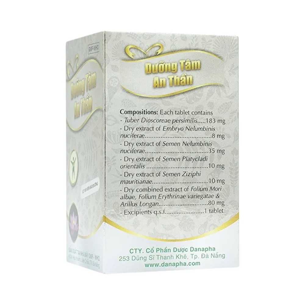 Hình ảnh Thuốc Dưỡng Tâm An Thần Danapha điều trị mất ngủ do lo âu, làm việc quá sức (100 viên)