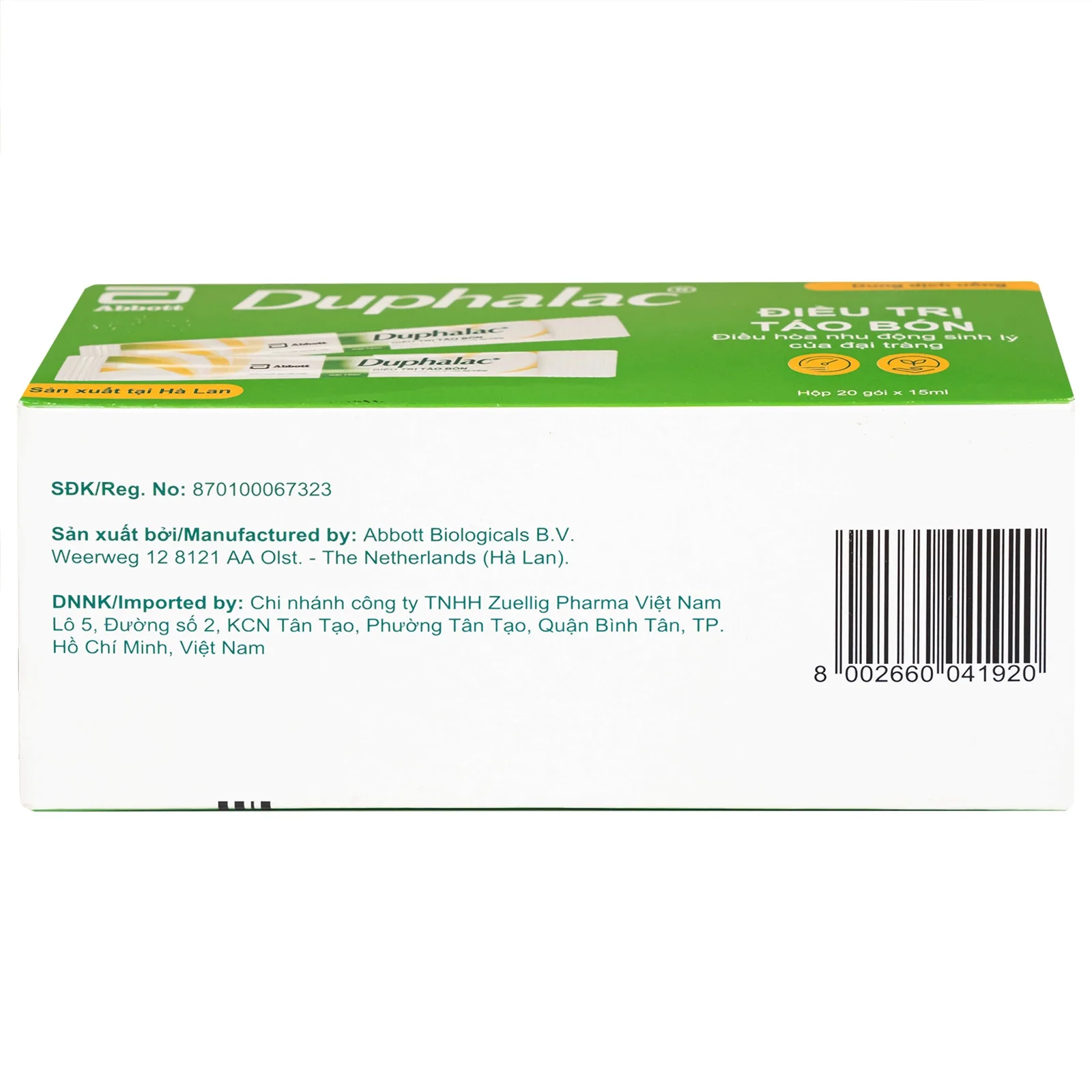 Hình ảnh Thuốc Duphalac Abbott điều trị táo bón, điều hòa nhu động sinh lý của đại tràng (20 gói x 15ml)