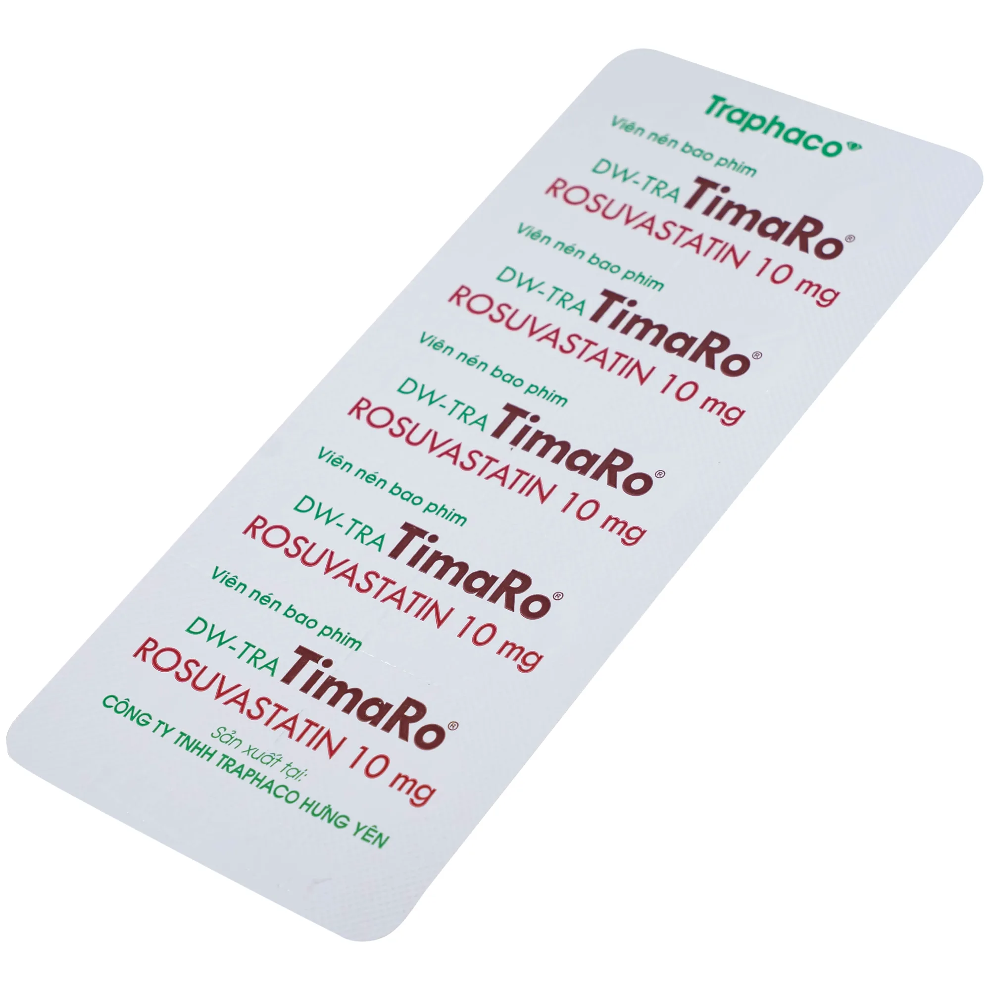 Hình ảnh Thuốc DW-TRA TimaRo Rosuvastatin 10mg Traphaco điều trị rối loạn lipid máu ở người lớn và trẻ em (3 vỉ x 10 viên)