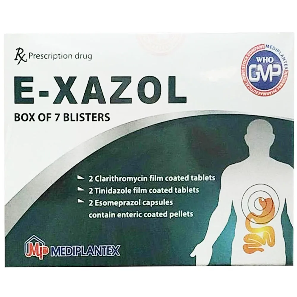 Hình ảnh Thuốc E-Xazol Mediplantex điều trị viêm loét dạ dày - tá tràng (7 vỉ x 6 viên)