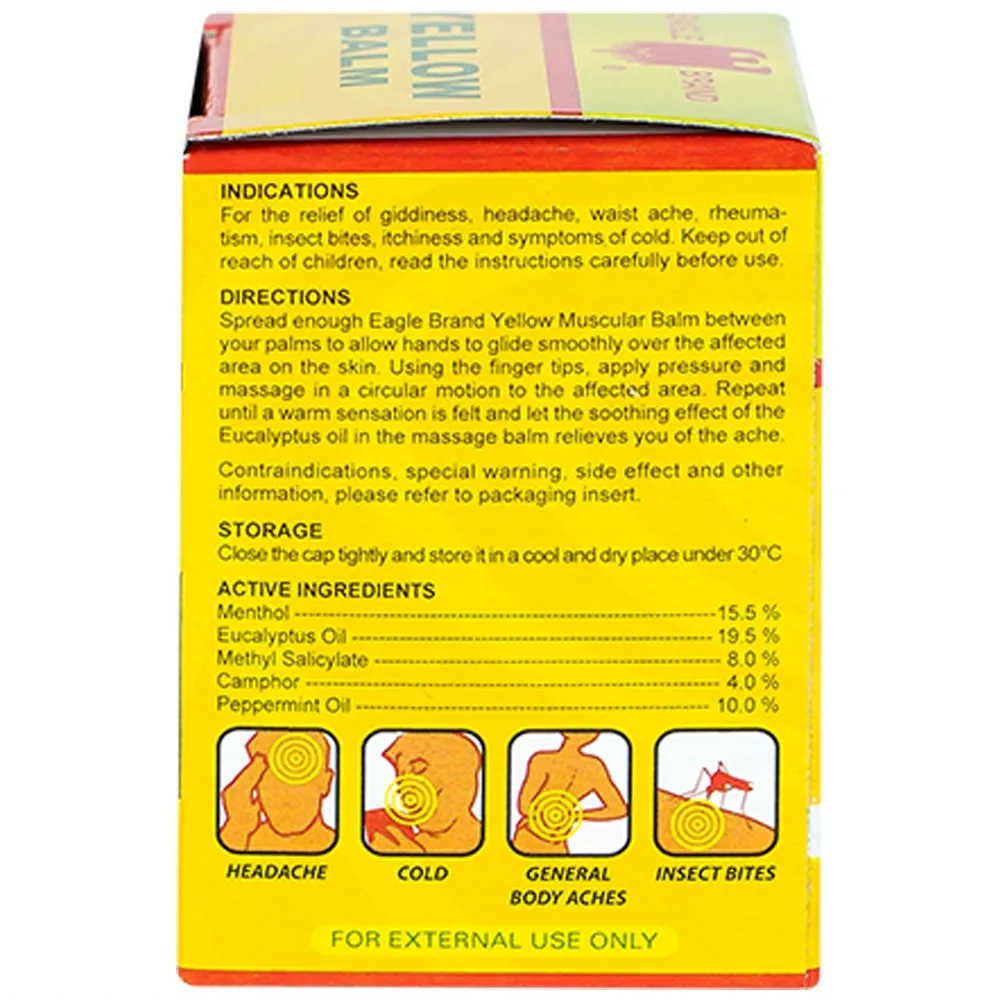 Hình ảnh Cao vàng Con Ó Eagle Brand Yellow Balm Borden giảm đau đầu, choáng váng, chóng mặt, đau lưng (12 hộp x 20g)